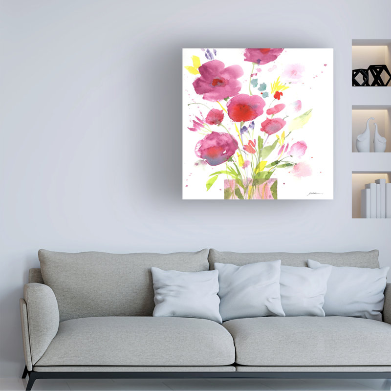 Art sur toile bolichina, fuchsia doré, H 14 po x l 14 po