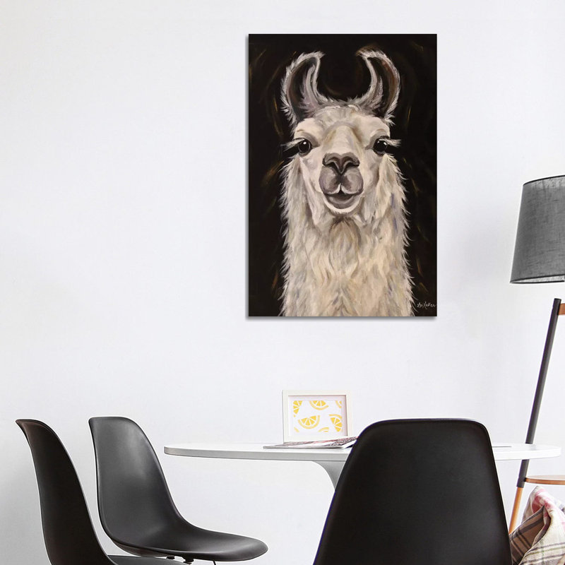 «Llama Blanca» par Hippie Hound Studios - reproduction d'art, Non mat, H 40 po x l 26 po x P 1,5 po, Toile tendue