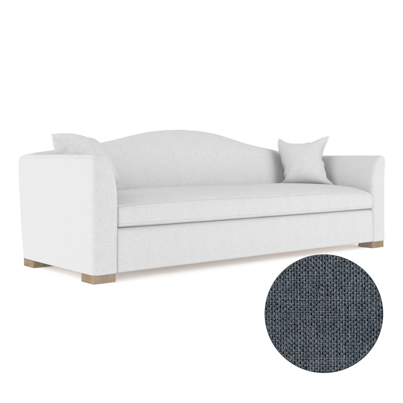 Horatio Camelback Taper Curved-Arm Sofa, 33" H x 84" W x 40" D, Natural, Pebble Weave Linen Bluebell