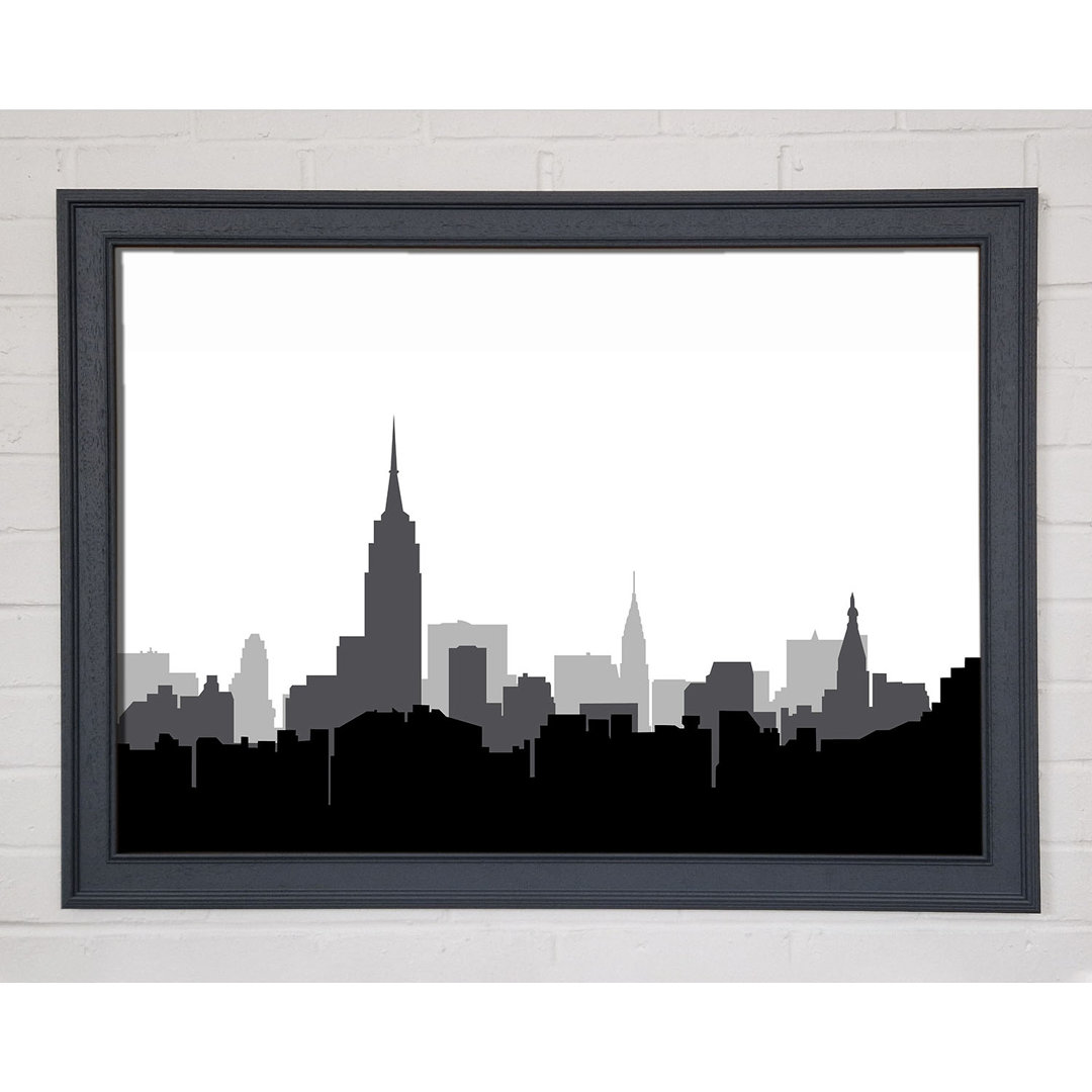 New York Silhouette B N W - Einzelne Bilderrahmen Kunstdrucke