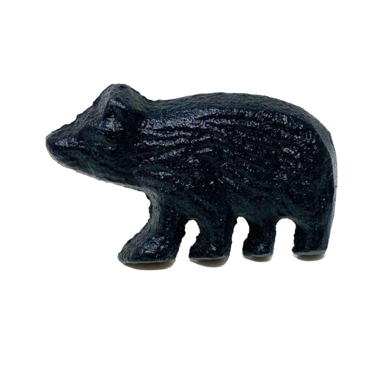 Ensemble de 12 poignées de tiroir et d'armoire en fonte en forme d'ours noir rustique
