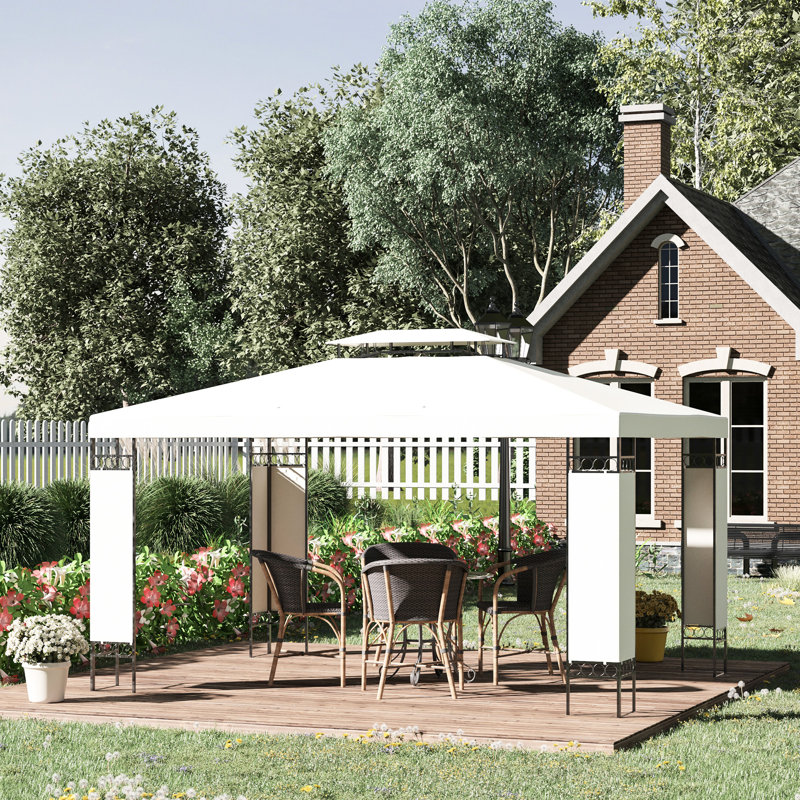 Pavillon de jardin 10 'x 13' avec double toit blanc crème - Profitez dans le jardin, la pelouse, le patio, la cour arrière