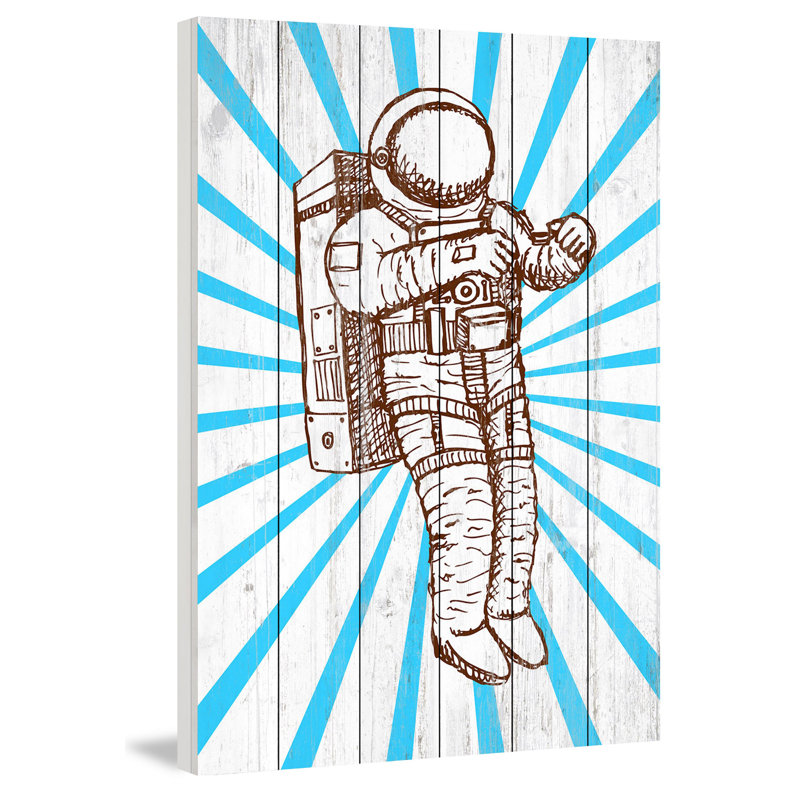 «Space suit», reproduction sur bois blanc, H 36 po x l 24 po x P 1,5 po