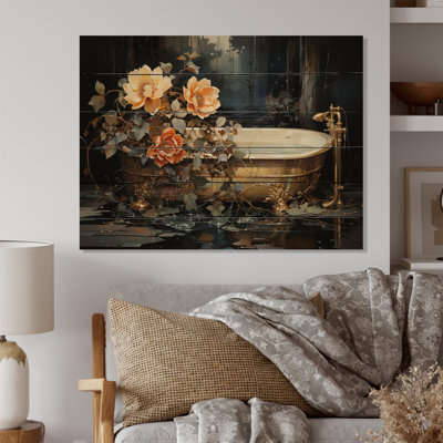 Baignoire en V doré sur bois