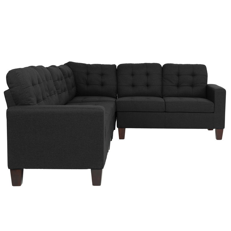 Bouldin Creek Upholstered L-Shaped Sectional Reversible, Black Polyester Blend