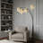 Black Quadrilateral Shade Crystal-Inspired Arched Floor Lamp