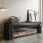 Black Solid Wood TV Cabinet Fireplace-118342486-118342488