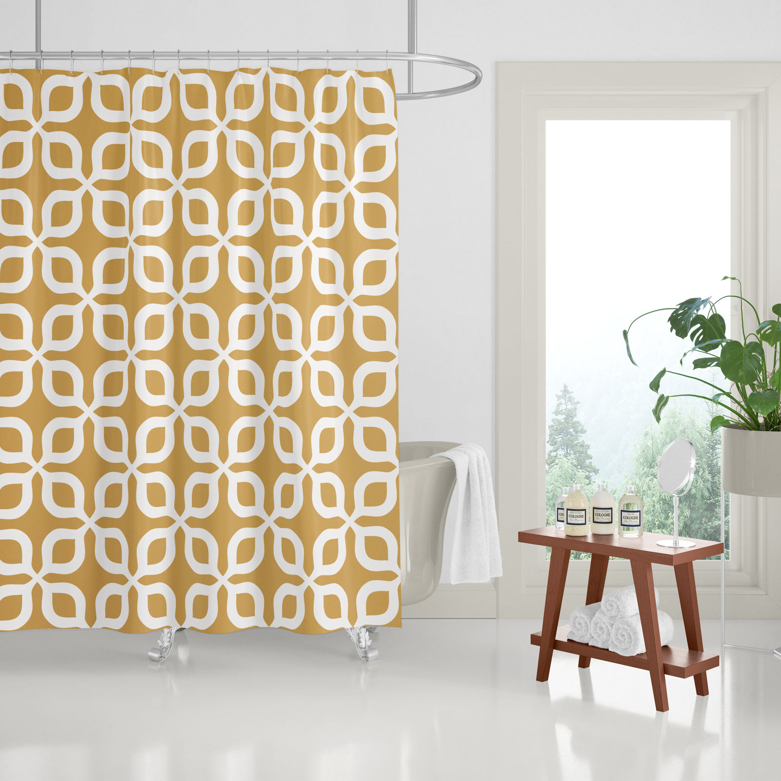 Pipper Polyester Shower Curtain, Ochre