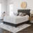 Boyd Sleep Napoli Faux Leather Fabric Upholstered Platform Bed Frame w/Adjustable Headboard, no Noise Strong Wood Slat Support, Box Spring/Foundation Required, Easy Effortless Assembly,-286816236-286816235