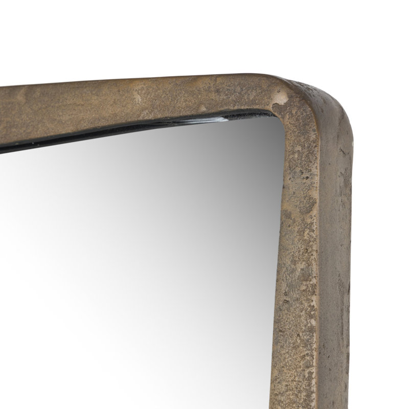 REGIS Rectangle Framed Freestanding Mirror, Antiqued Brass Aluminum