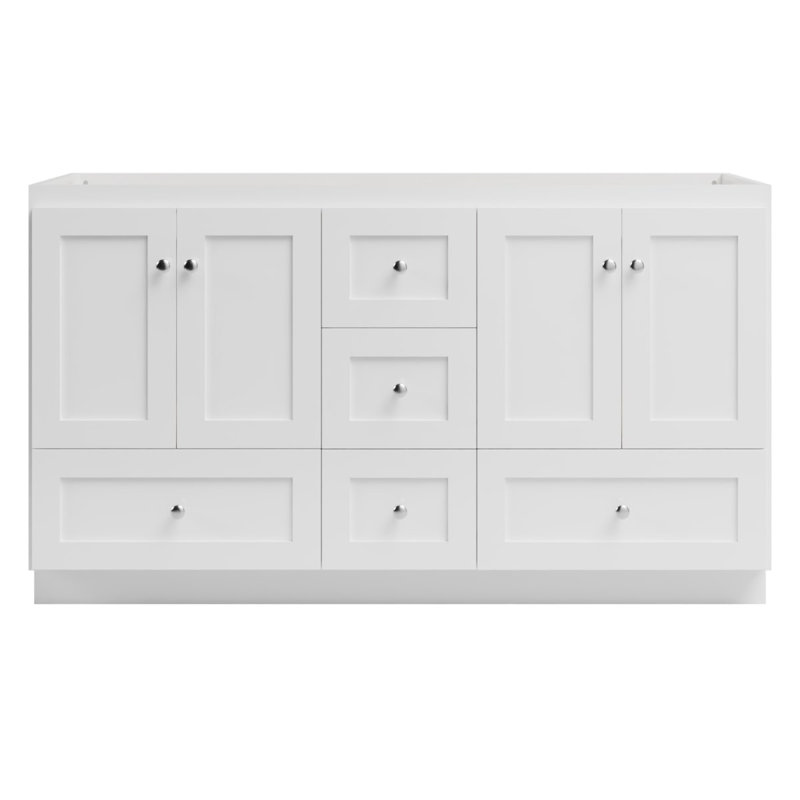 Armoire de salle de bain Shaker l 60 po x P 21 po x H 34,5 po sans plateau, Blanc satiné