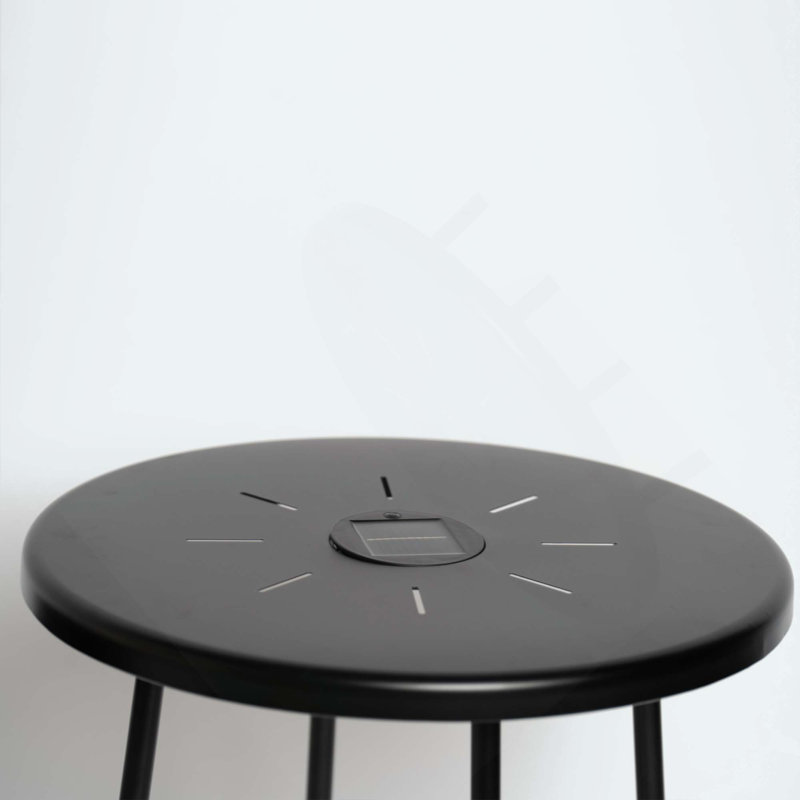 2-Pack Solar Powered Side Table with LED Light, Outdoor/Indoor Nesting Round End Table Set