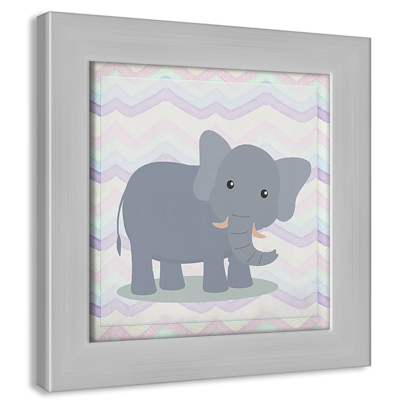 Art de l'éléphant rose, H 8 po x l 8 po x P 0,6 po, Encadré plat blanc