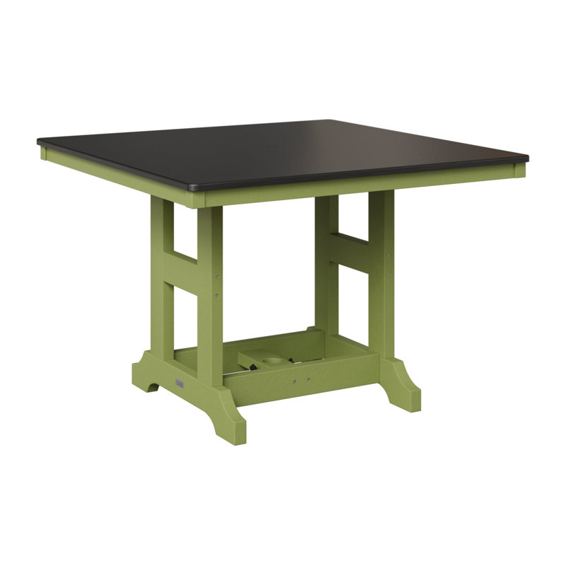 Table de salle à manger à hauteur de comptoir carrée 44 po Berlin Gardens Garden Classic, Vert kiwi, Noir martelé