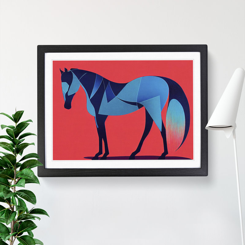Horse Nouveau Abstract - Single Picture Frame Print, 25cm H x 34cm W x 2cm D, Black