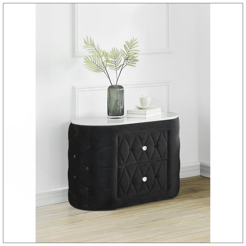 Stylish Nightstand With Top And Two Storage Drawers, Perfect For Modern Bedroom Decor And Organization., Black