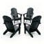 Chaise pliante noire en PEHD toutes saisons Adirondack avec finition semblable à du bois pour le patio extérieur-129910512