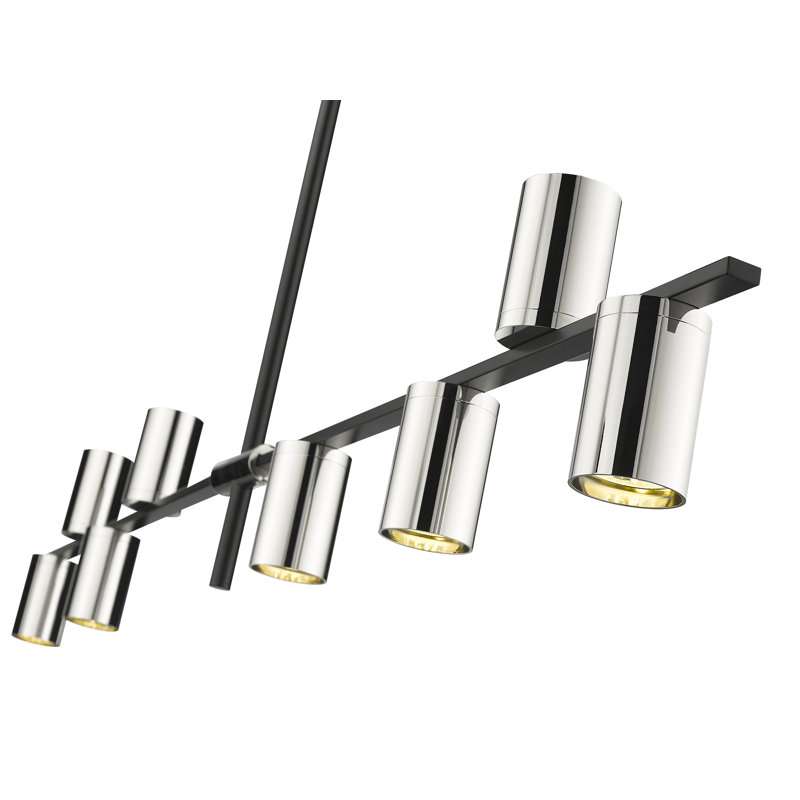 Lustre cylindrique spoutnik à 8 lumières Jamari, Nickel poli