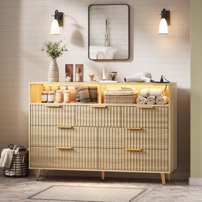 Commode 7 tiroirs cannelée de 54 pouces de largeur