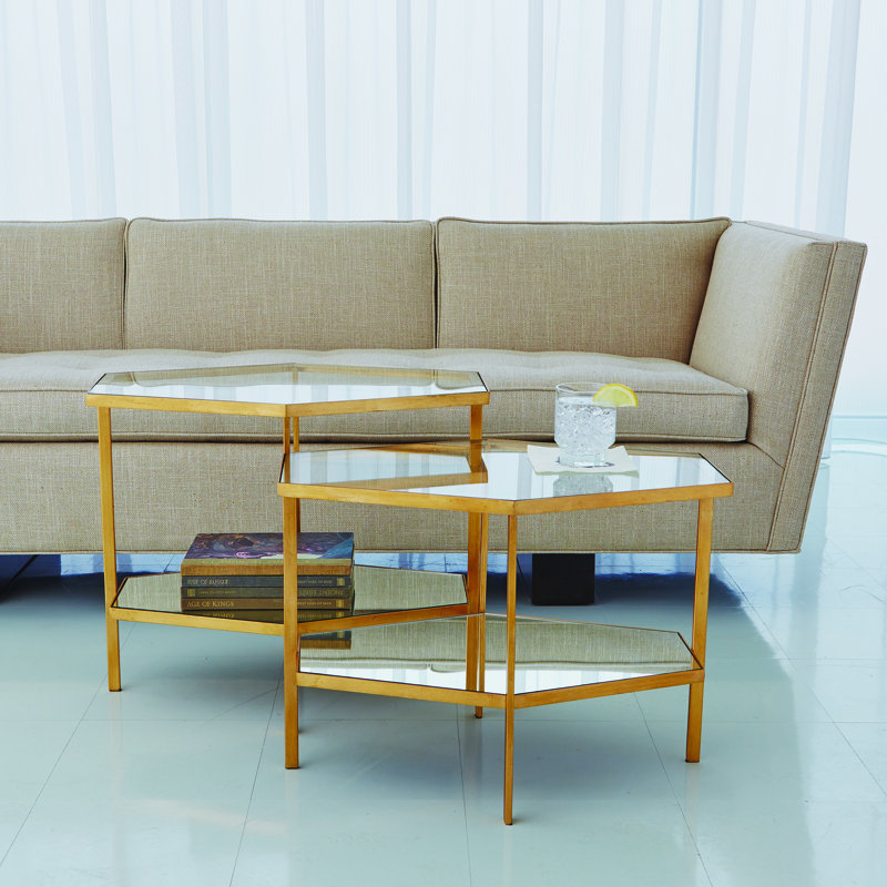 Table hexagonale - feuille d'or - haute