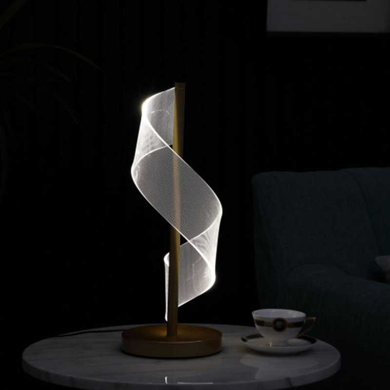 Lampe de table 18 "DEL" S "Wave" en acrylique brossé 18,75 "Dinamo Modern"