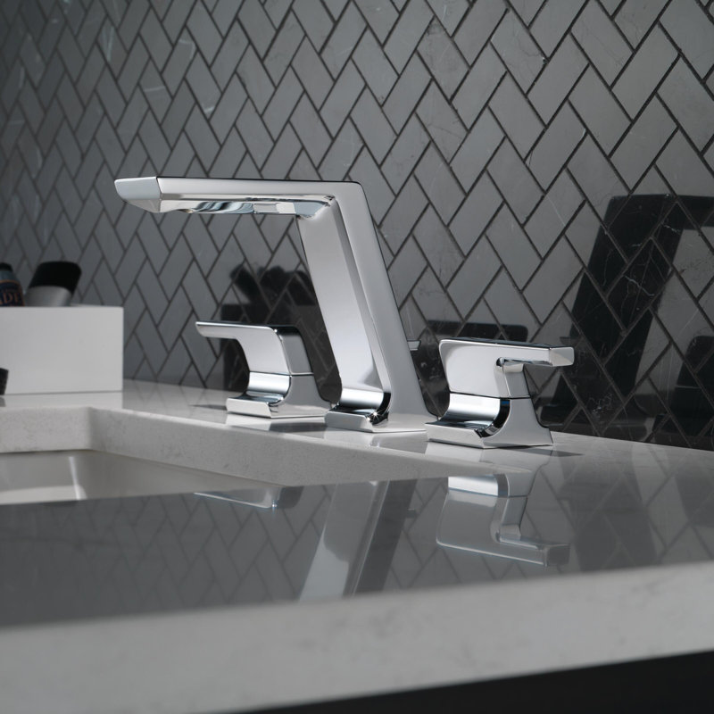 Pivotal Widespread Bathroom Faucet with Drain Assembly, Lumicoat Chrome