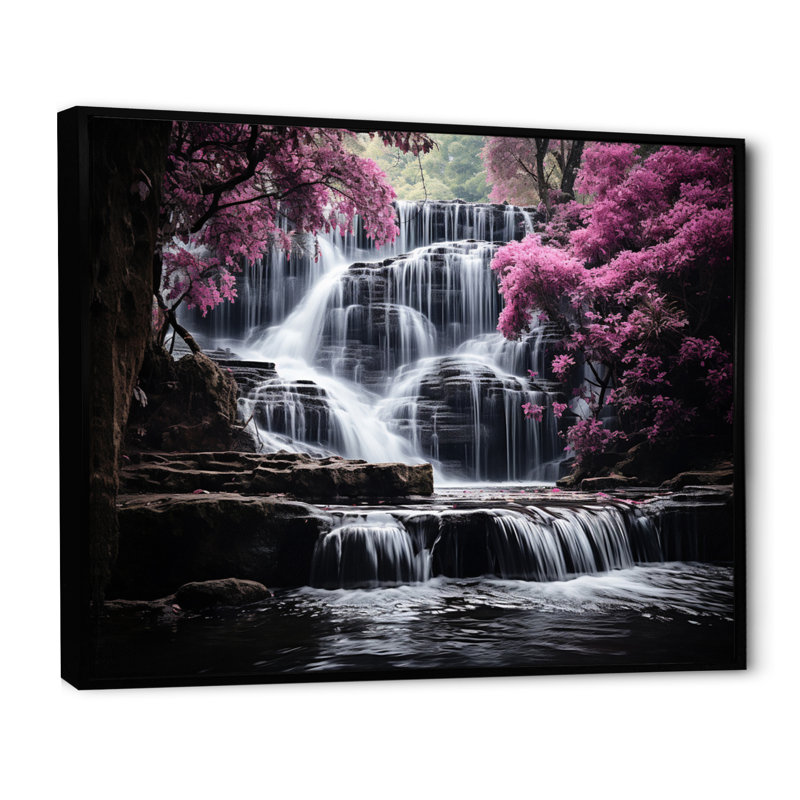 Waterfall Transcendent Beauty II, reproduction d'art sur toile, H 30 po x l 40 po, Cadre flottant noir
