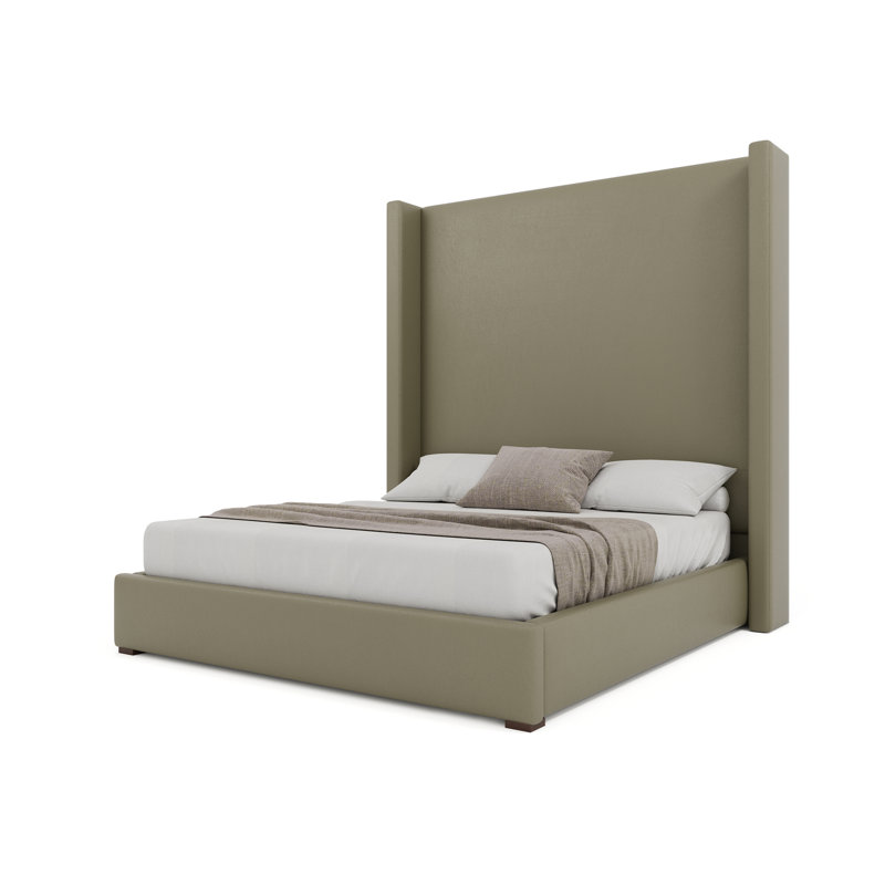 Esparto Plain Eco-Leather High Bed, King, Stone