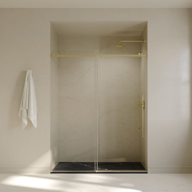 Receveur de douche rectangulaire extra-plat OVE Lenora 152,4 cm x 91,4 cm avec bonde latérale dissimulé, noir Carrara