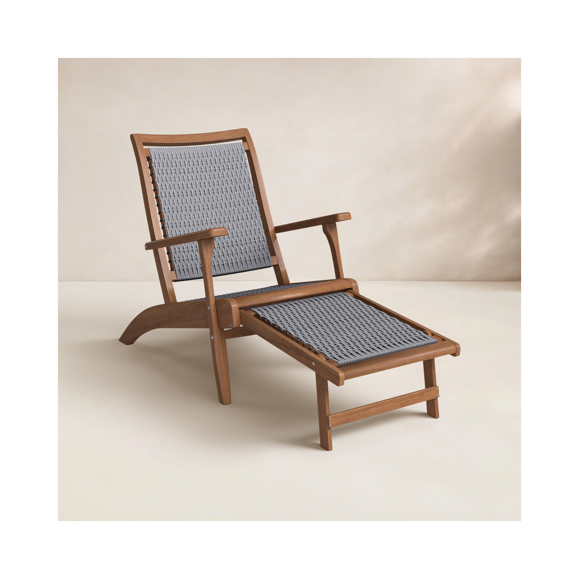 Patio Chair with Ottoman, Gray