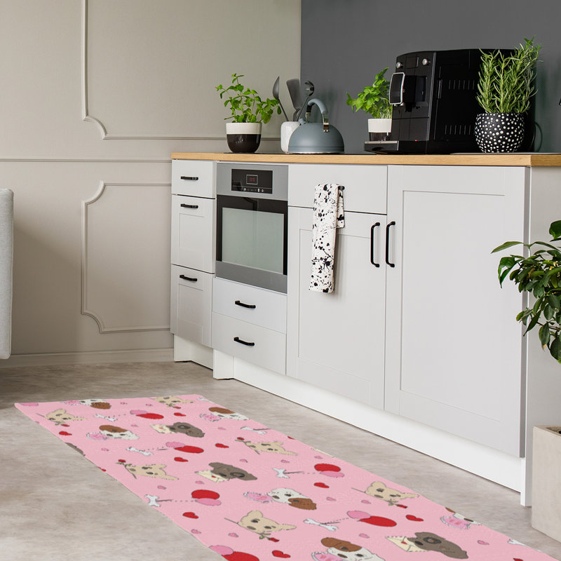 Tapis rose/rouge/gris fait main, Tapis de couloir 2 pi x 8 pi