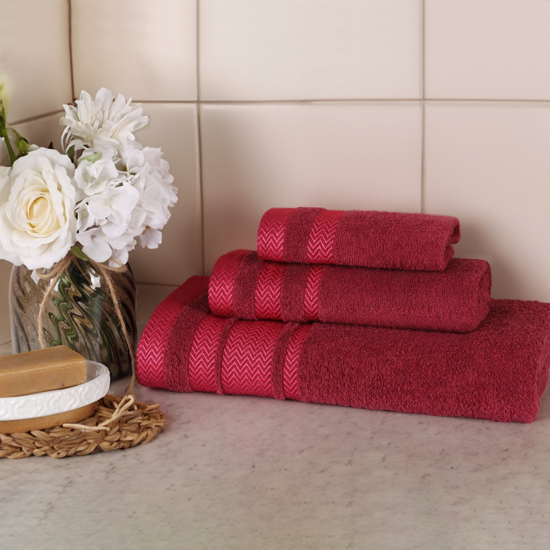 Ensemble de serviettes de bain 3 pièces Bouse Hays, Canneberge