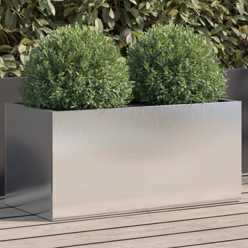 Planter Steel, Silver, 29cm H x 32cm W x 30cm D, 1