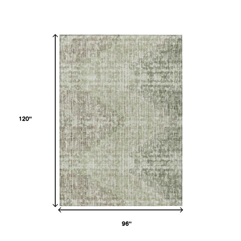 Tapis extérieur lavable géométrique vert et ivoire 8 pi x 10 pi