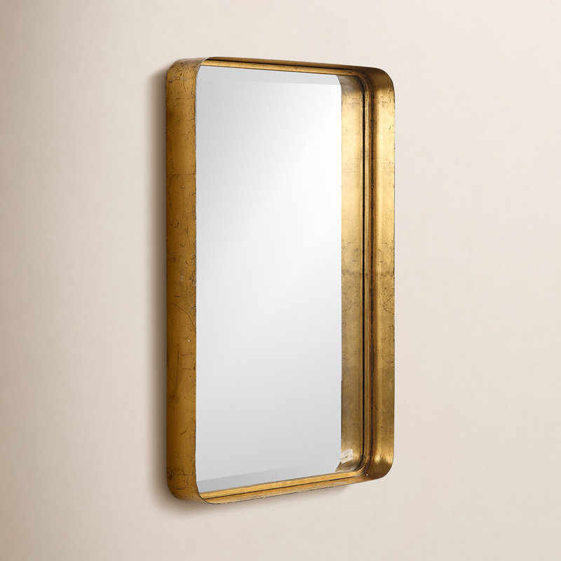 Rylie Modern & Contemporary Beveled/ Fog Free Accent Mirror, Antique Gold,  30.25" H x 20.13"
