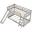 Lit simple superposé gris avec glissière intégrée et réversible, construction, solution pour chambre à coucher, bois, facile à monter, garde-corps pleine longueur, conception peu encombrante, lit en bois de pin, coffre-fort simple à utiliser