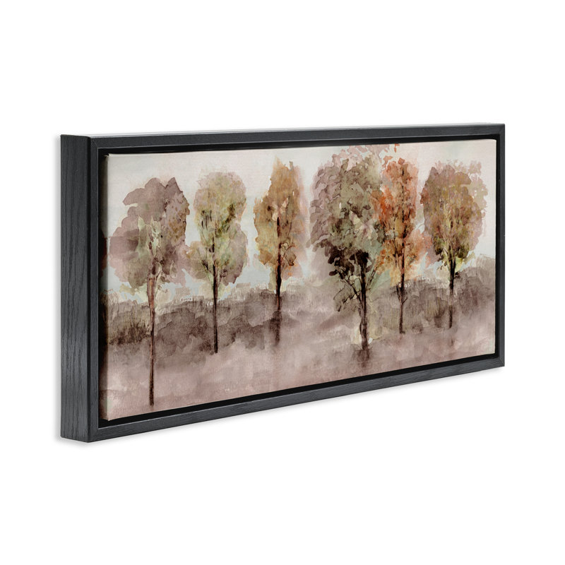 Arbre de style aquarelle, Cadre flottant noir de jais, H 11 po x l 25 po
