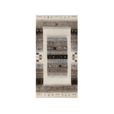 2'3"x4'6" Pristine White, Thick and Plush, Lori Buft Gabbeh with Small Animal and Human Figurines, Modern, Pure Wool, Hand Knotted, Oriental Rug
