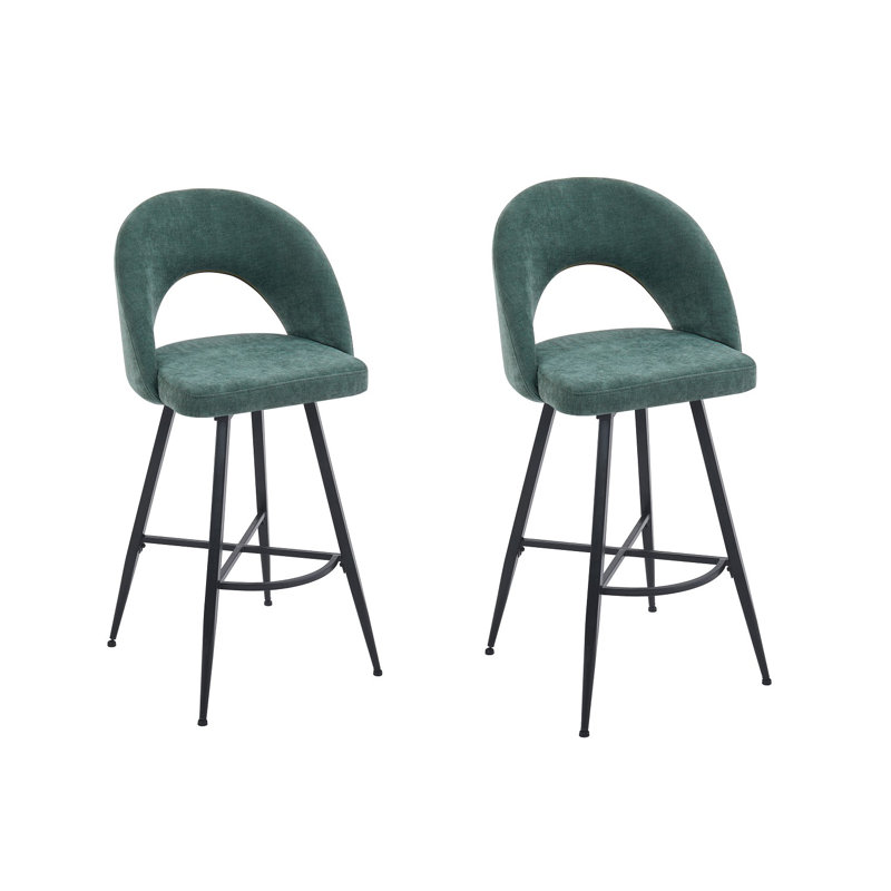 Swivel Upholstered Counter Stool with Metal Frame, Green