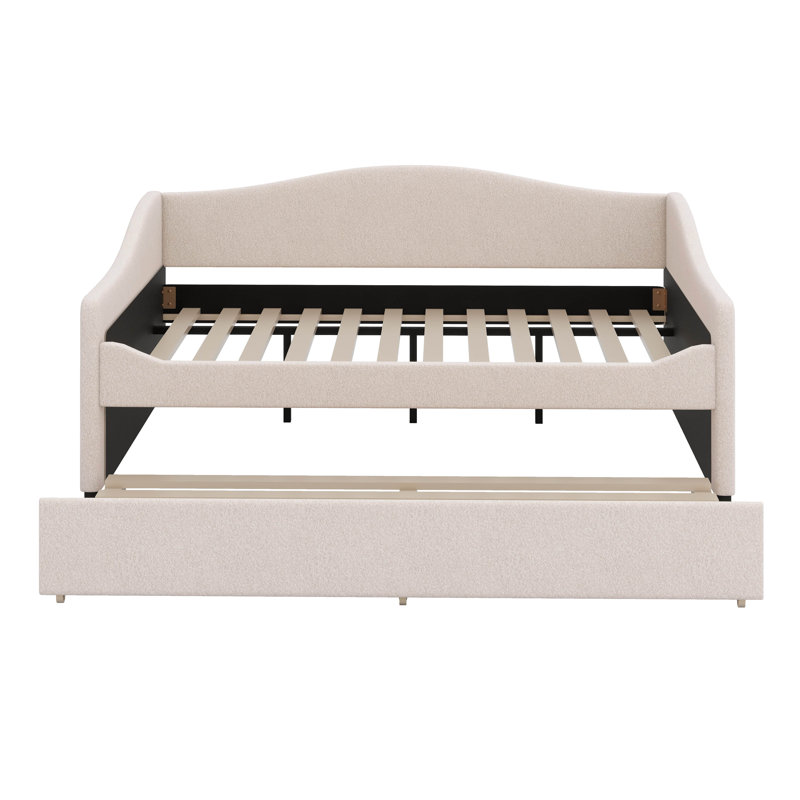 Lit de jour rembourré en molleton Teddy - léger et gigogne inclus, Beige