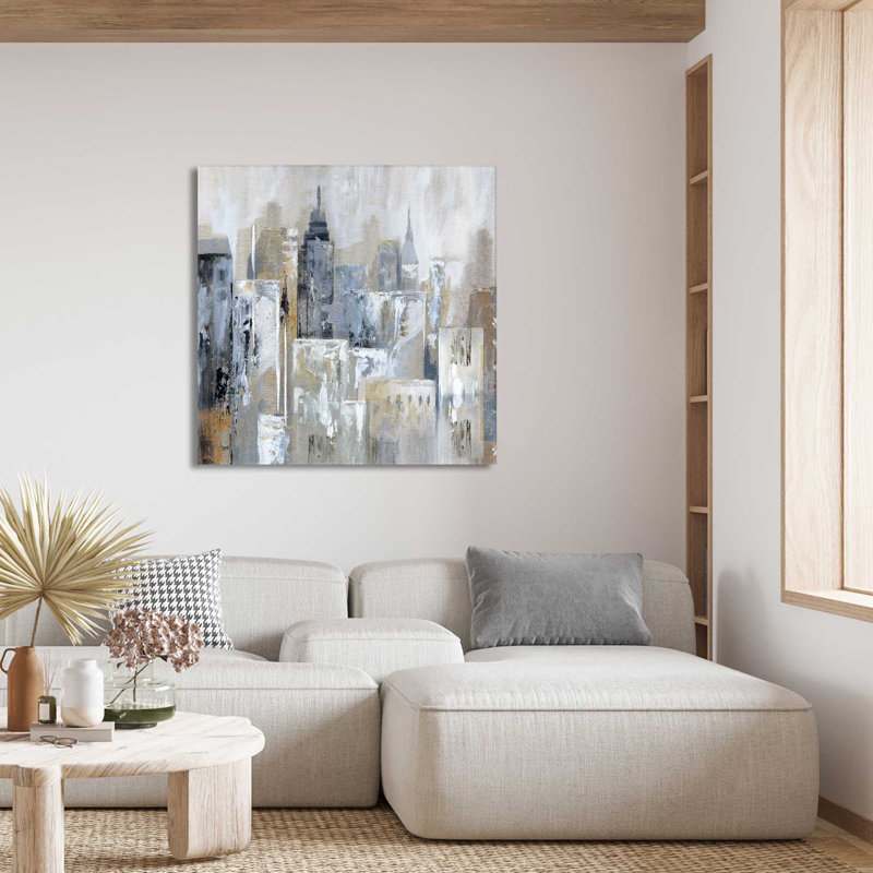 Bay City Reflection par Nan - Peinture, L 18 po x H 18 po, Toile tendue