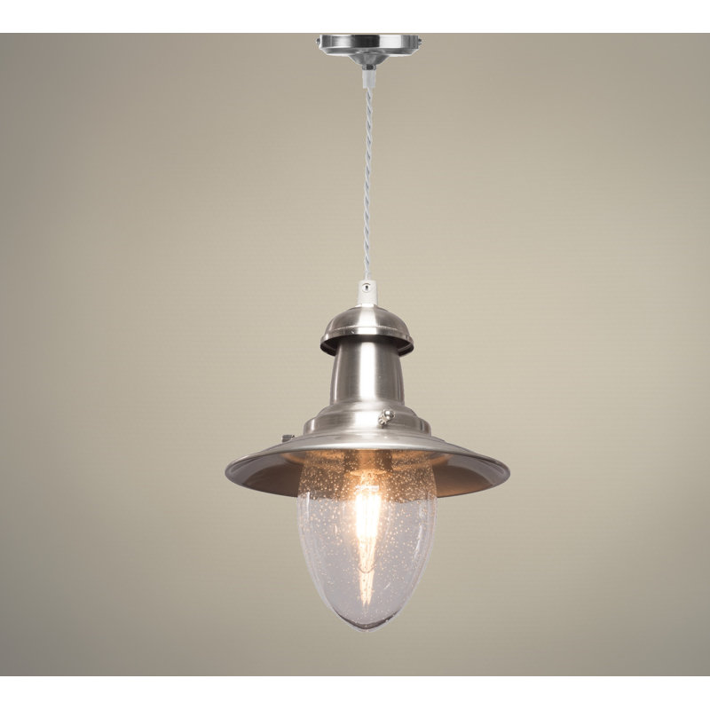 Moraine 1 - Light Silver Fisherman Industrial Style Single Pendant 30CM, 57cm H x 18cm W