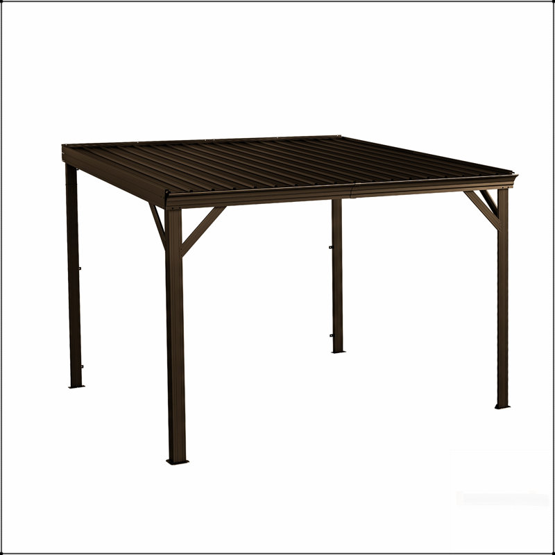 Abri de jardin 10 pi x 10 pi avec toit en acier galvanisé incliné, abri robuste pour terrasse et cour arrière