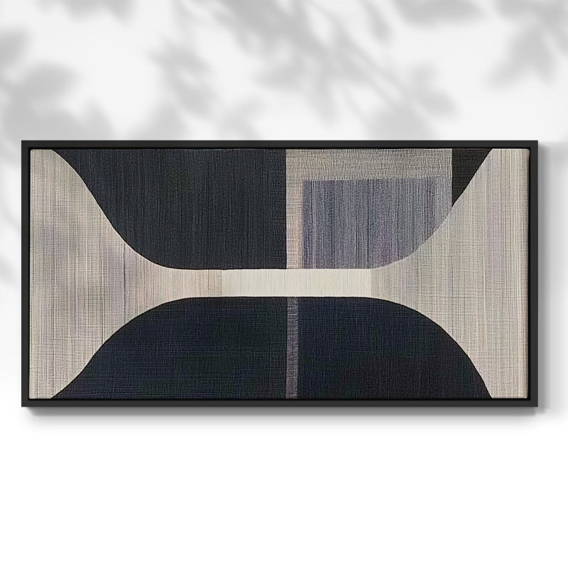 Série abstraite - DCLXVI - Toile tendue avec châssis encadré - Prêt à être accroché, Noir, H 21 po x l 41 po