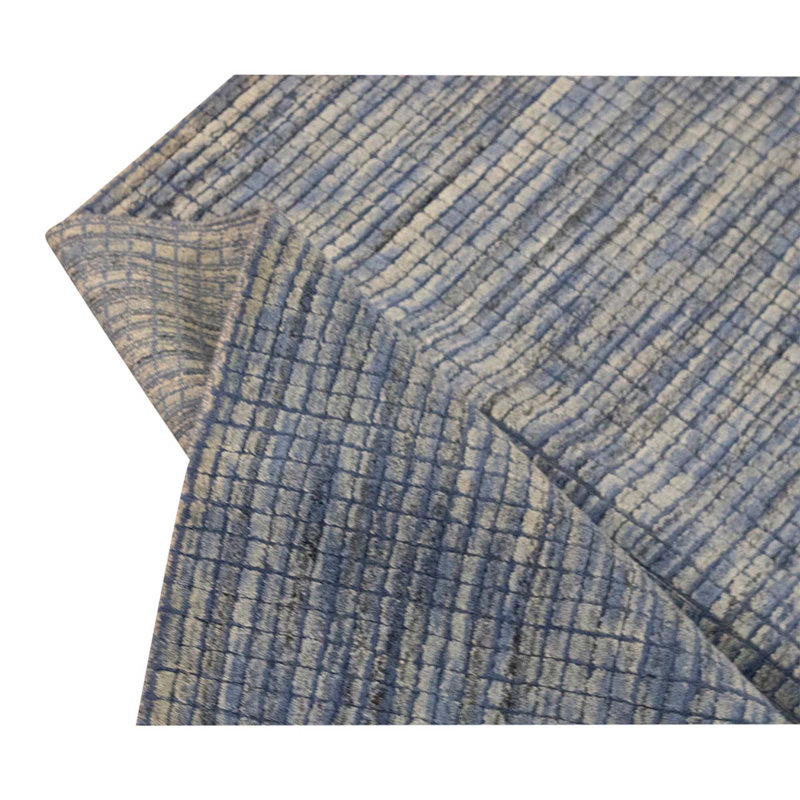 Tapis bleu / beige noué à la main 6 pi x 9 pi 1 po