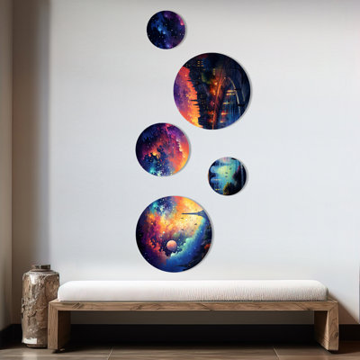 «Paris Starry Night Skies - Vangogh», ensemble d'art mural rond de 5
