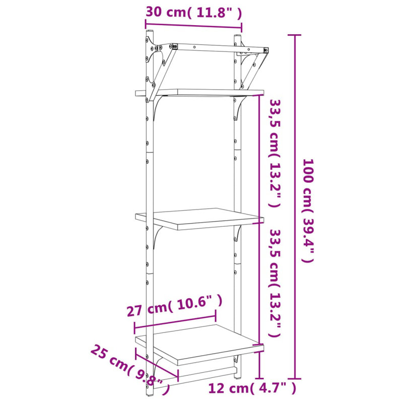 2 Piece Tiered Shelf,  Brown Oak