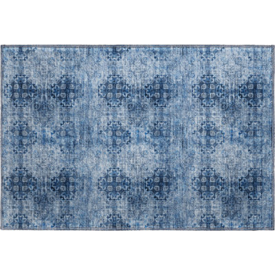 Premium Machine Washable Cerrito AMF557 Navy Rug