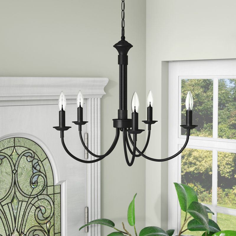 Richeson 19" W 5-Light Dimmable Empire Chandelier, Black