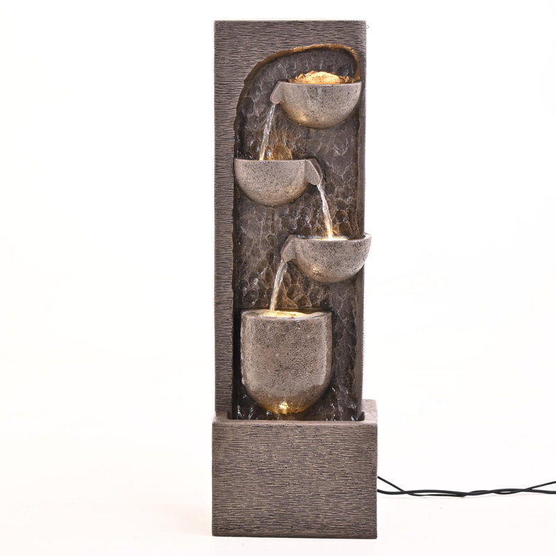 Fontaine d'intérieur/extérieur à 3 niveaux en cascade de 99 cm (39 po) résistante aux intempéries avec éclairage DEL